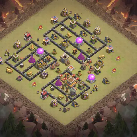 TH8 war Defense base layout with copy link for Clash of Clans, layout #021