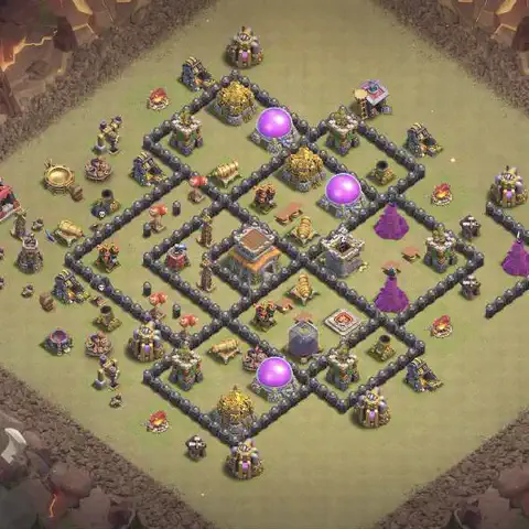 TH8 war Defense base layout with copy link for Clash of Clans, layout #030