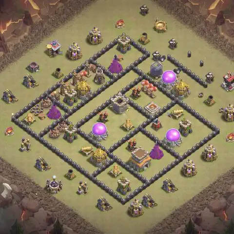 TH8 war Defense base layout with copy link for Clash of Clans, layout #033