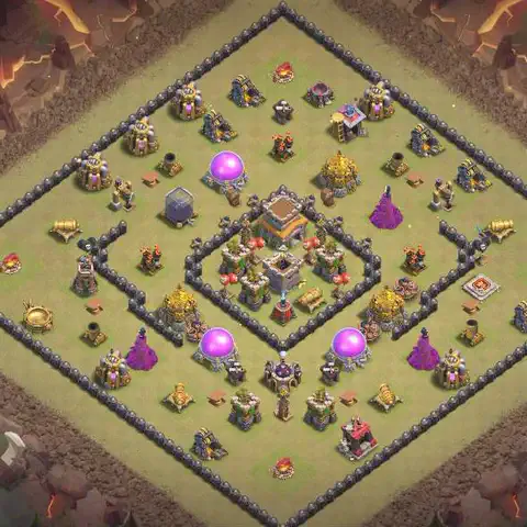 TH8 war Defense base layout with copy link for Clash of Clans, layout #036