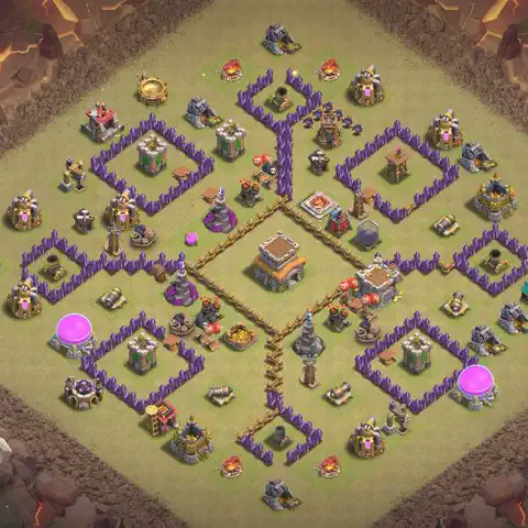 TH8 war Defense base layout with copy link for Clash of Clans, layout #039