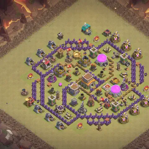 TH8 war Defense base layout with copy link for Clash of Clans, layout #042