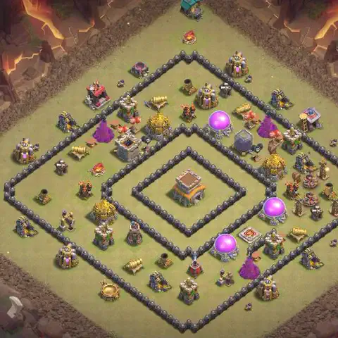 TH8 war Defense base layout with copy link for Clash of Clans, layout #045