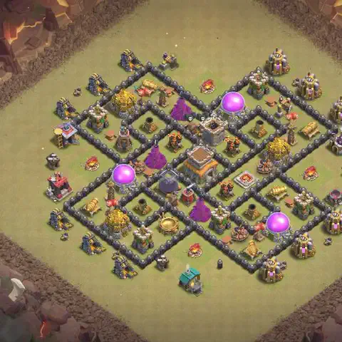 TH8 war Defense base layout with copy link for Clash of Clans, layout #048