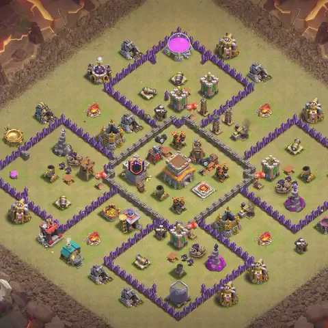 TH8 war Defense base layout with copy link for Clash of Clans, layout #051