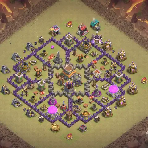 TH8 war Defense base layout with copy link for Clash of Clans, layout #054