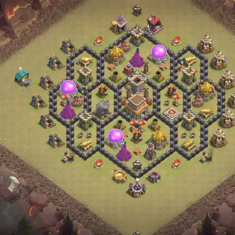TH8 war Defense base layout with copy link for Clash of Clans, layout #060