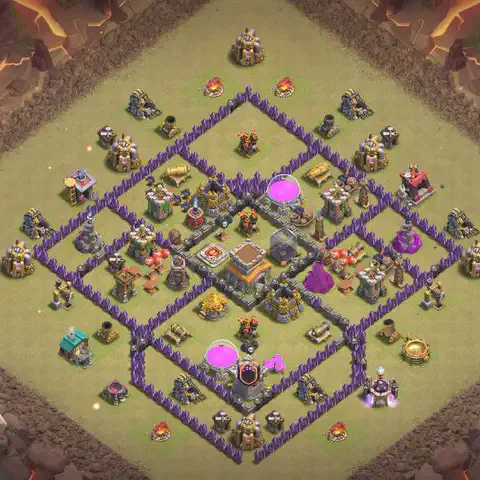 TH8 war Defense base layout with copy link for Clash of Clans, layout #066