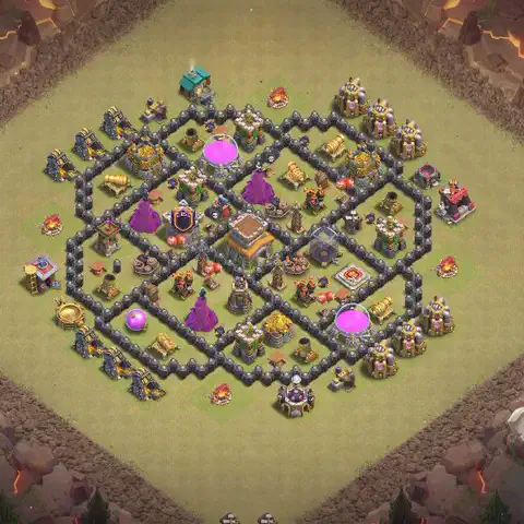 TH8 war Defense base layout with copy link for Clash of Clans, layout #078