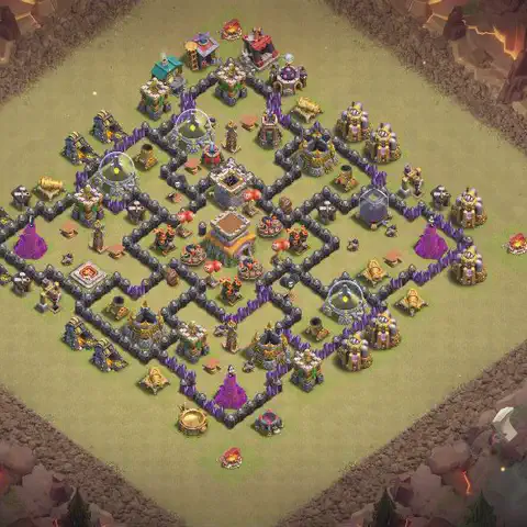 TH8 war Defense base layout with copy link for Clash of Clans, layout #081