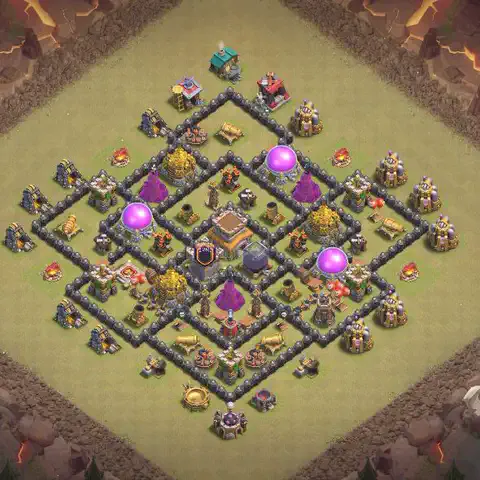 TH8 war Defense base layout with copy link for Clash of Clans, layout #084