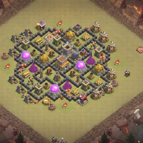 TH8 war Defense base layout with copy link for Clash of Clans, layout #087