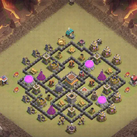 TH8 war Defense base layout with copy link for Clash of Clans, layout #093