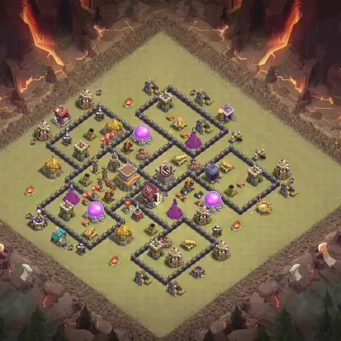 TH8 war Defense base layout with copy link for Clash of Clans, layout #117