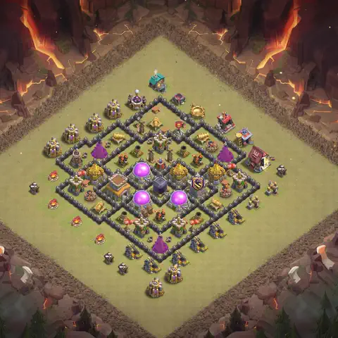TH8 war Defense base layout with copy link for Clash of Clans, layout #120