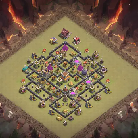 TH8 war Defense base layout with copy link for Clash of Clans, layout #126