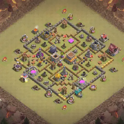 TH8 war Defense base layout with copy link for Clash of Clans, layout #147