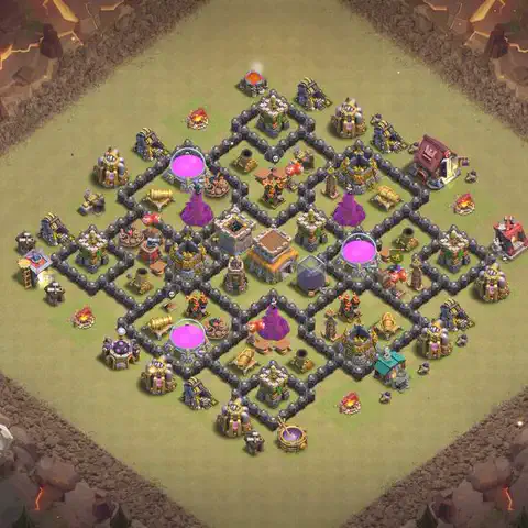 TH8 war Defense base layout with copy link for Clash of Clans, layout #150