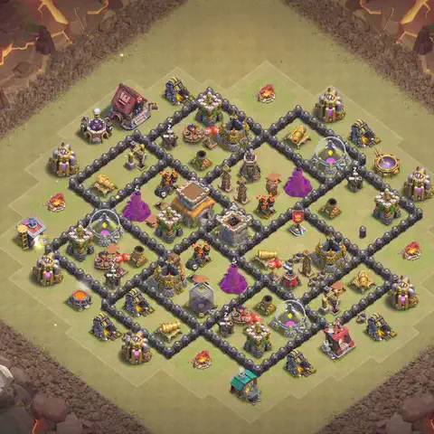 TH8 war Defense base layout with copy link for Clash of Clans, layout #159