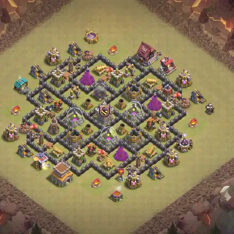 TH8 war Defense base layout with copy link for Clash of Clans, layout #171