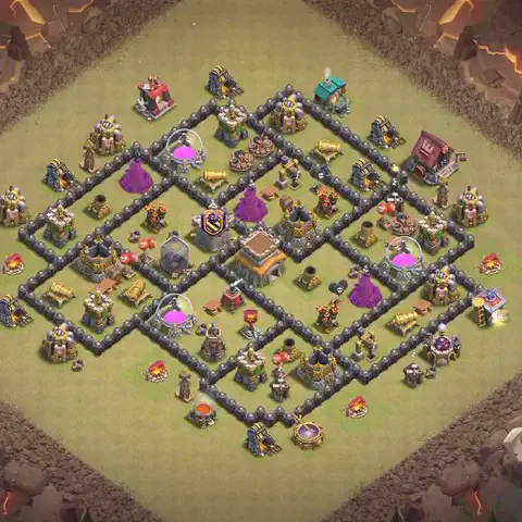 TH8 war Defense base layout with copy link for Clash of Clans, layout #180
