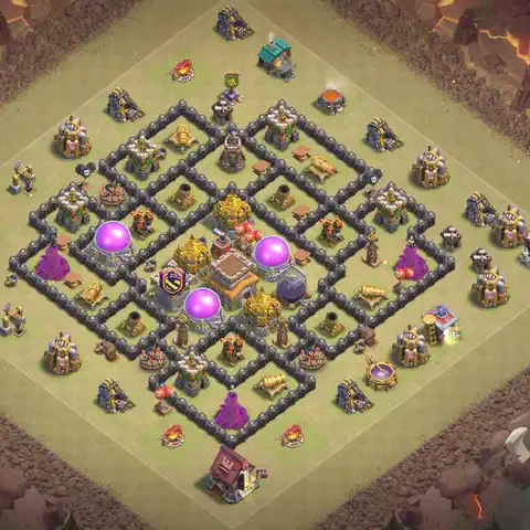 TH8 war Defense base layout with copy link for Clash of Clans, layout #213