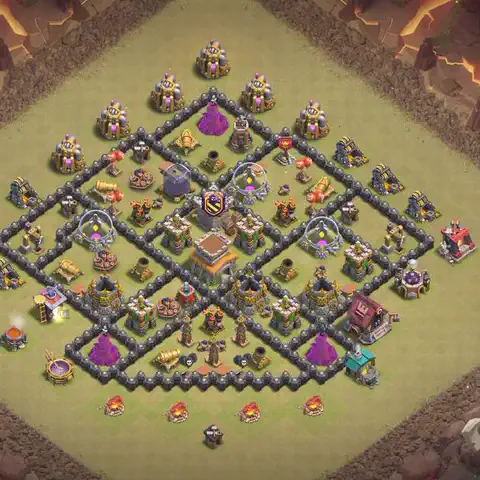 TH8 anti air war defense base layout #225