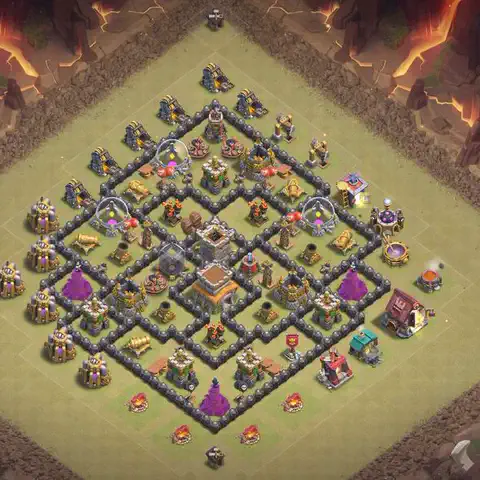 TH8 anti dragon war defense base layout #240