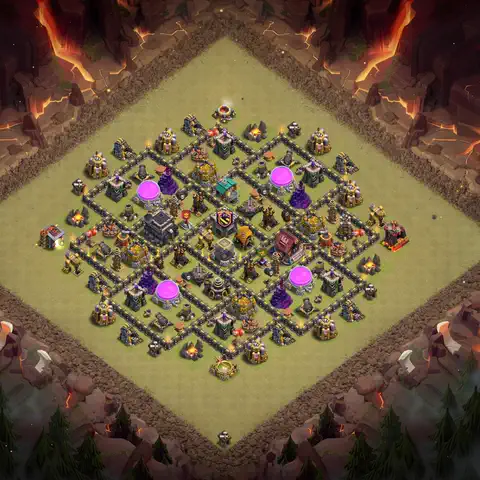 TH9 war cwl base layout with copy link for Clash of Clans defense, layout #028