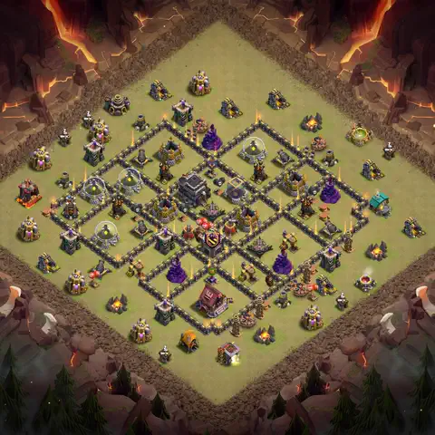 TH9 war cwl base layout with copy link for Clash of Clans defense, layout #034