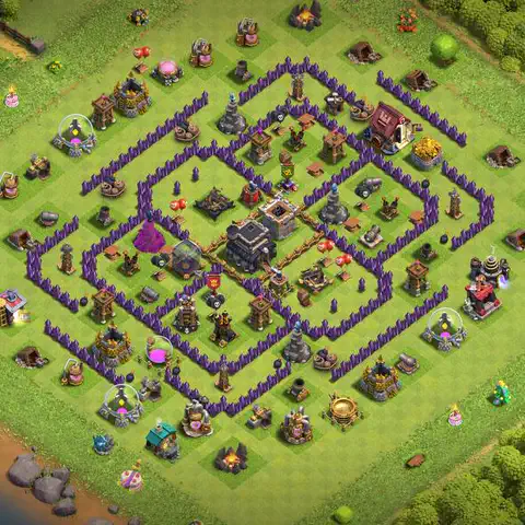 TH9 farming base layout with copy link for Clash of Clans resource protection, layout #049