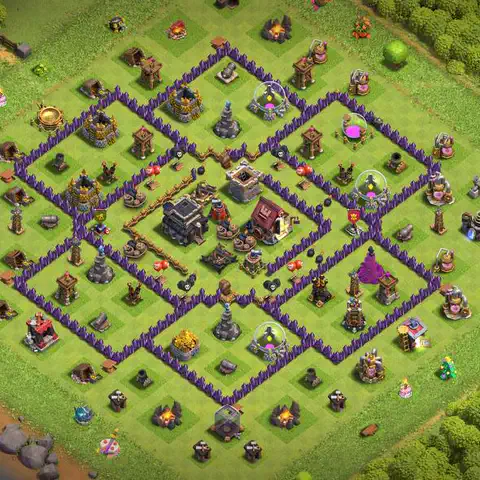 TH9 farming base layout with copy link for Clash of Clans resource protection, layout #051