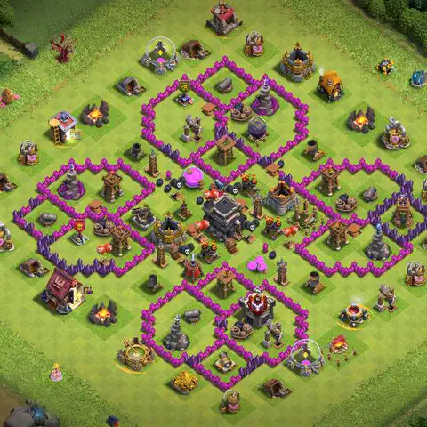 TH9 farming base layout with copy link for Clash of Clans resource protection, layout #111