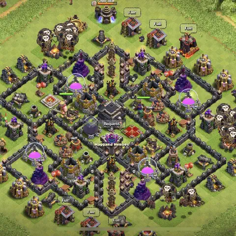 TH9 farming base layout with copy link for Clash of Clans resource protection, layout #264