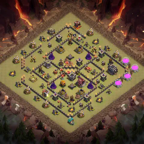 TH9 war anti 3 star base layout with copy link for Clash of Clans defense, layout #005
