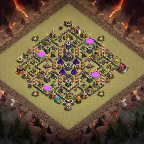 TH9 war anti 3 star base layout with copy link for Clash of Clans defense, layout #008