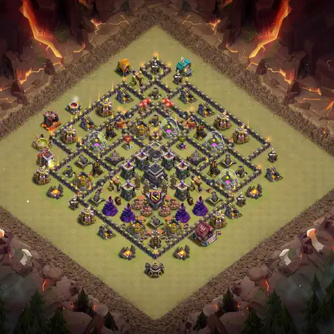 TH9 war anti 3 star base layout with copy link for Clash of Clans defense, layout #011