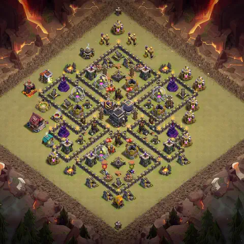 TH9 war anti 3 star base layout with copy link for Clash of Clans defense, layout #017
