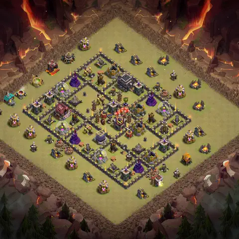 TH9 war anti 3 star base layout with copy link for Clash of Clans defense, layout #020