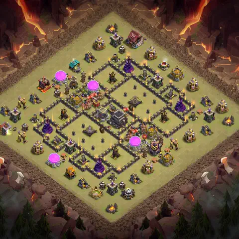 TH9 war anti 3 star base layout with copy link for Clash of Clans defense, layout #023