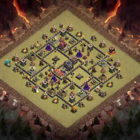 TH9 war anti 3 star base layout with copy link for Clash of Clans defense, layout #035