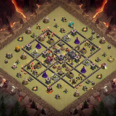 TH9 war anti 3 star base layout with copy link for Clash of Clans defense, layout #038