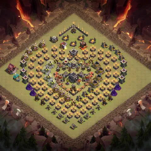 TH9 war anti 3 star base layout with copy link for Clash of Clans defense, layout #041