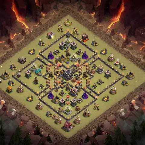 TH9 war anti 3 star base layout with copy link for Clash of Clans defense, layout #047