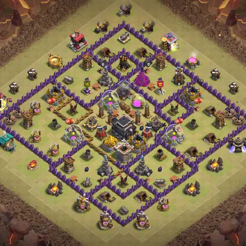TH9 war anti 3 star base layout with copy link for Clash of Clans defense, layout #053