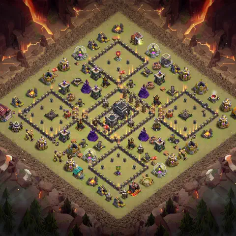 TH9 war anti 3 star base layout with copy link for Clash of Clans defense, layout #056