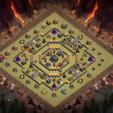 TH9 war anti 3 star base layout with copy link for Clash of Clans defense, layout #059