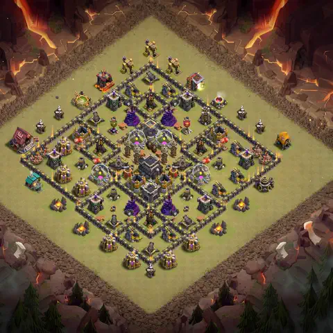TH9 war anti 3 star base layout with copy link for Clash of Clans defense, layout #062