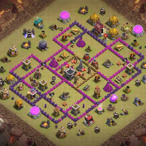 TH9 war anti 3 star base layout with copy link for Clash of Clans defense, layout #071