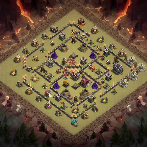 TH9 war anti 3 star base layout with copy link for Clash of Clans defense, layout #080